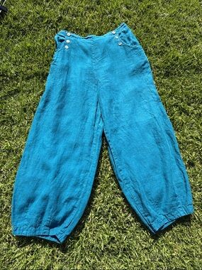 bryn Walker Teal Wide-Leg Linen Blend Pants